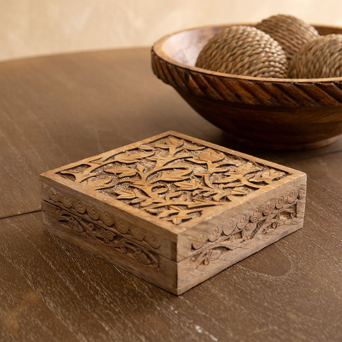 BASEMENT HOME - Caja Decorativa De Madera 16x16x5cm