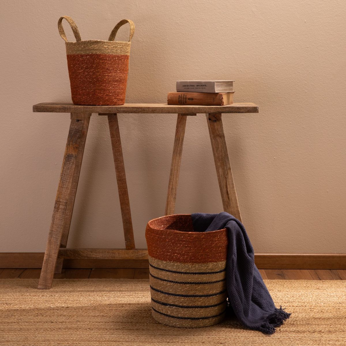 BASEMENT HOME - Canasto Rayas Amarillas 32x35cm