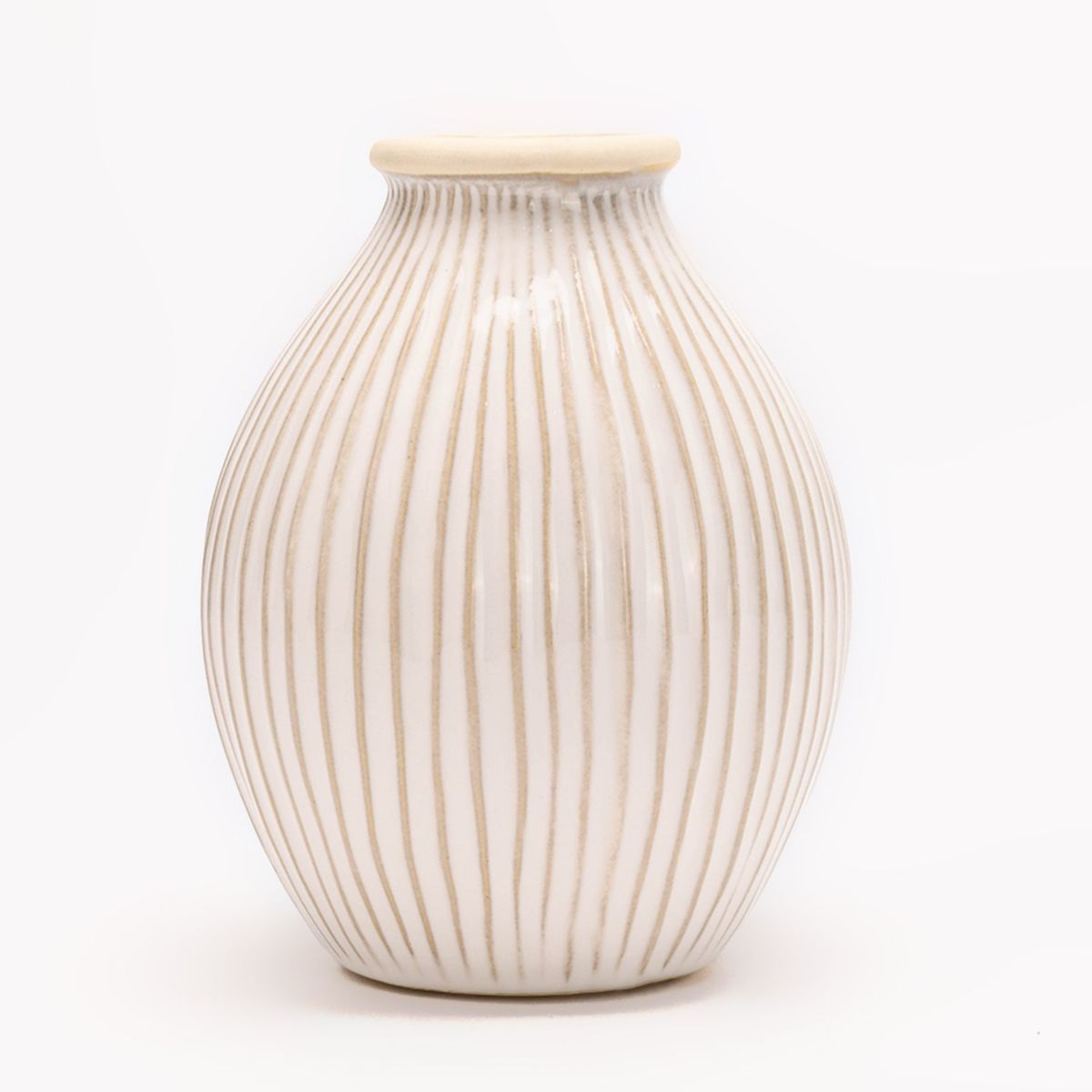 MICA - Florero Blanco Rayas 13x17cm