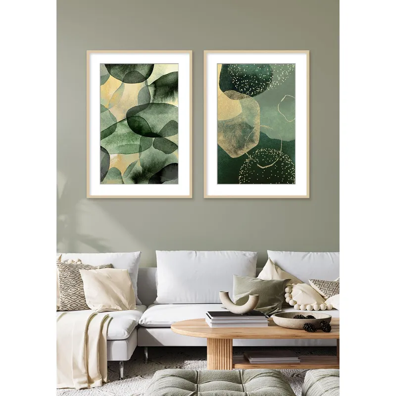 BASEMENT HOME - Set2 Cuadro Abstracto Verde 50x70x2cm