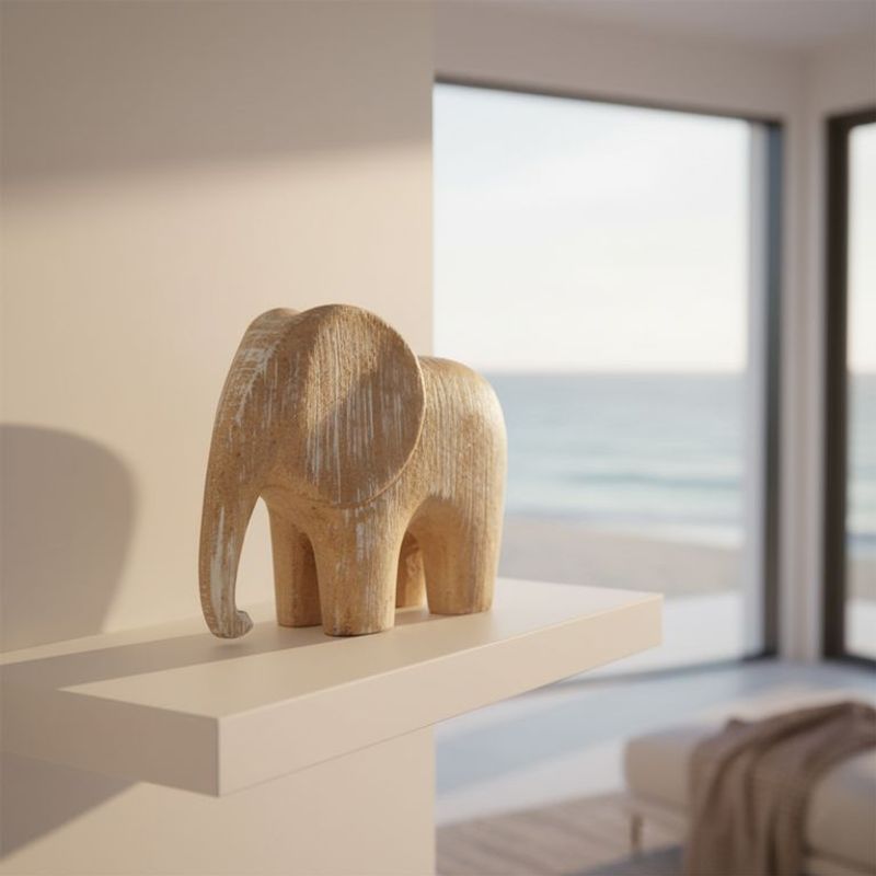 BASEMENT HOME - Adorno Elefante de Madera 14x12cm