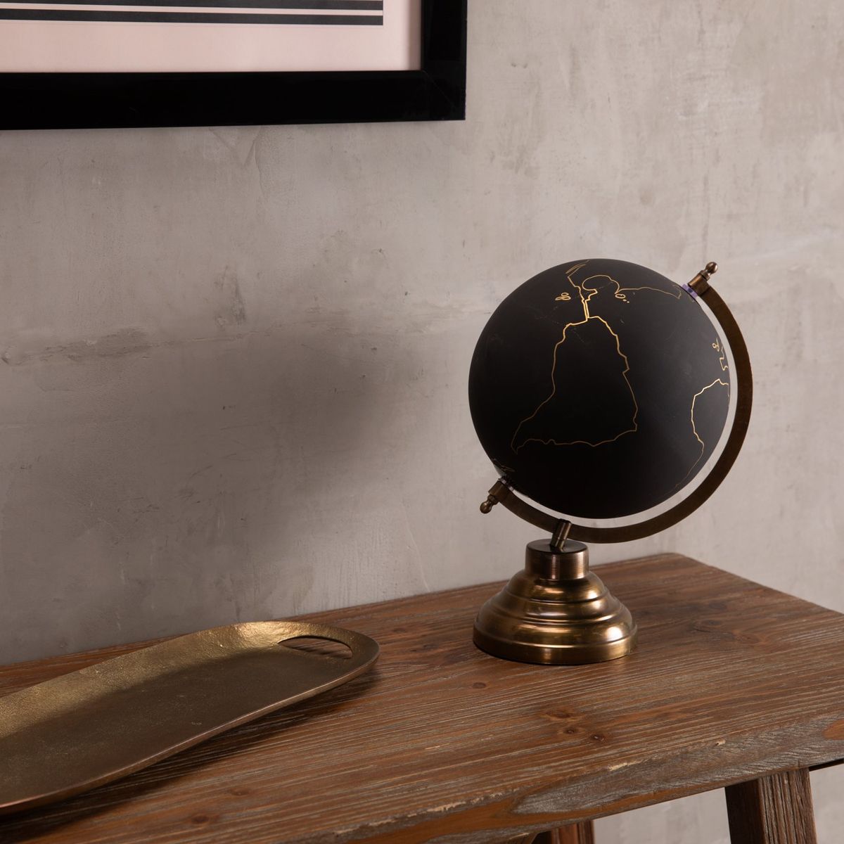 BASEMENT HOME - Esfera Mapamundi Negro 20cm