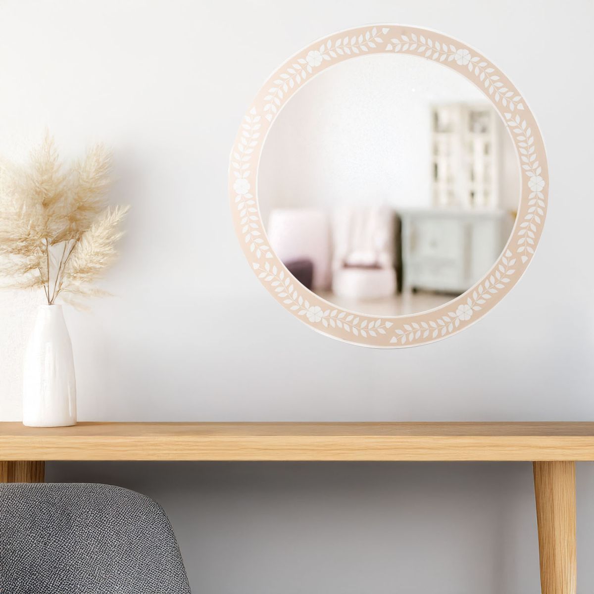 ROBERTA ALLEN - Espejo Redondo Beige 77cm