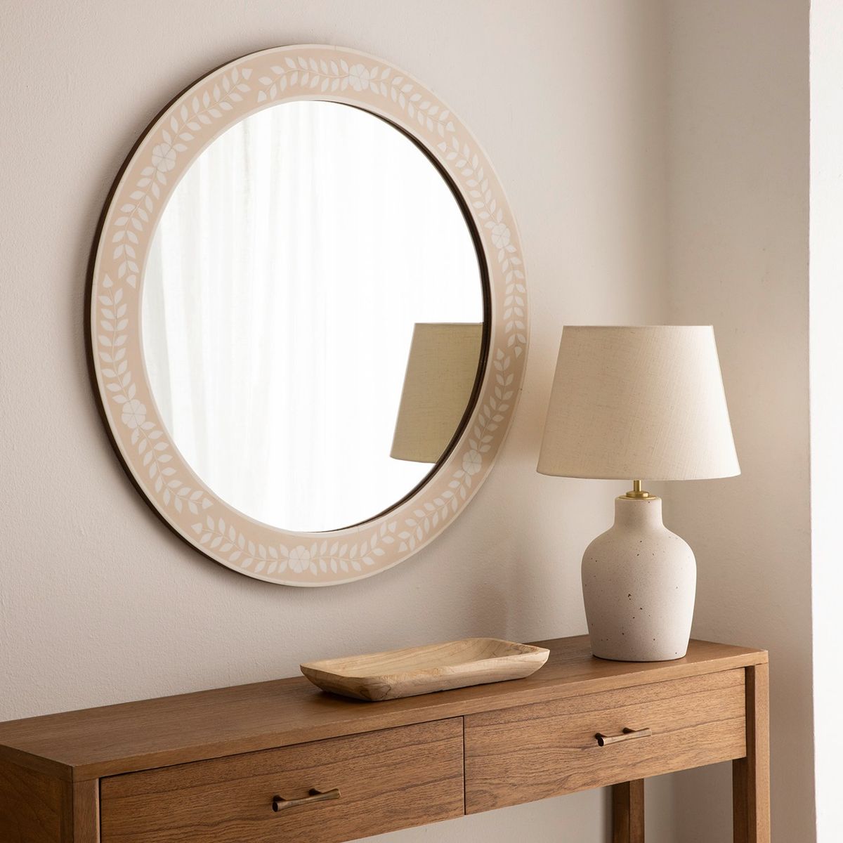 ROBERTA ALLEN - Espejo Redondo Beige 77cm