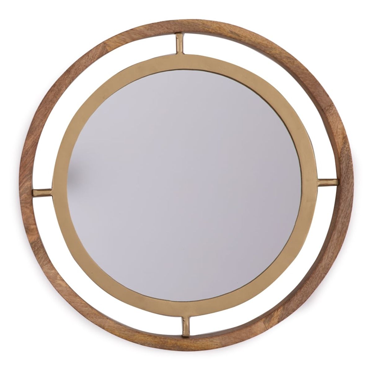 BASEMENT HOME - Espejo Redondo Marco Madera 60cm