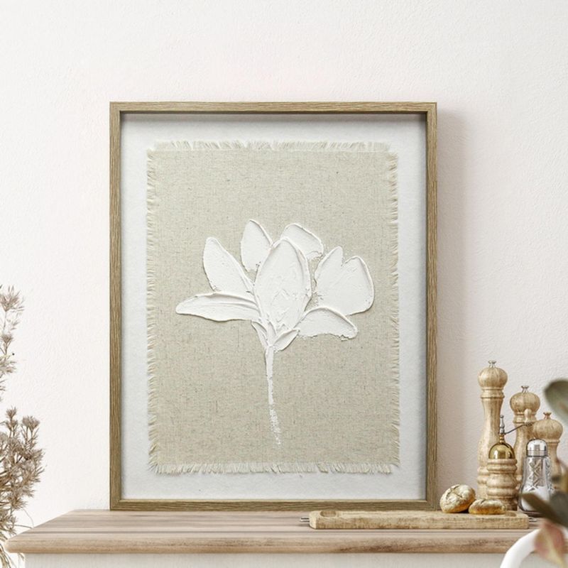 MICA - Cuadro Flor Relieve En Lino 40x50cm