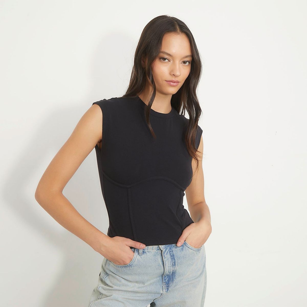 SYBILLA - Polo Sin Mangas Algodón Mujer Sybilla