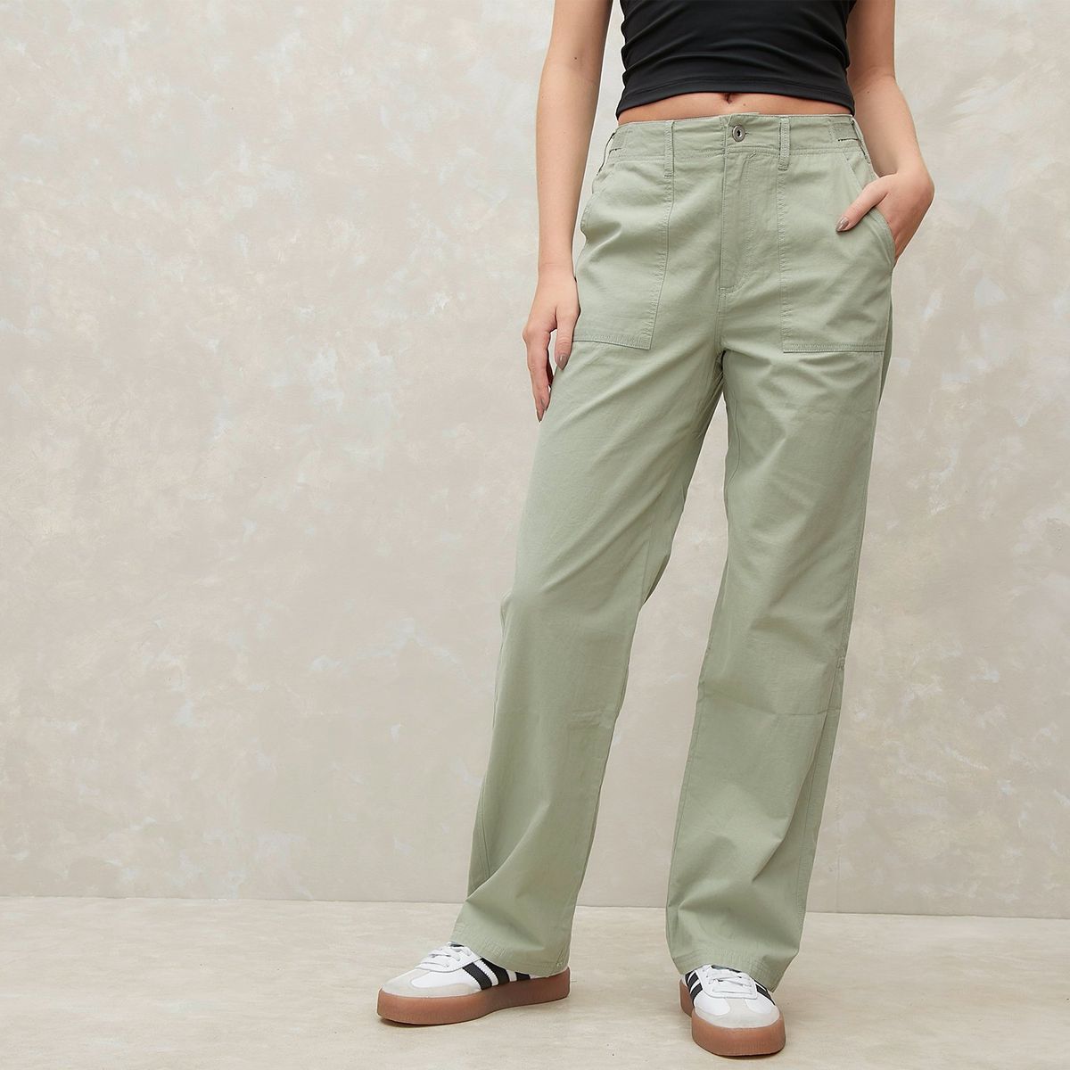 SYBILLA - Pantalón Cargo Tiro Medio Mujer Sybilla Algodón