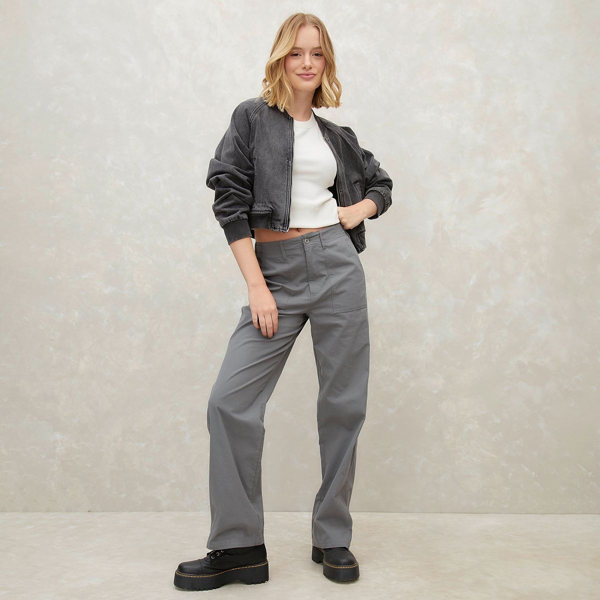 SYBILLA - Pantalón Cargo Tiro Medio Mujer Sybilla Algodón