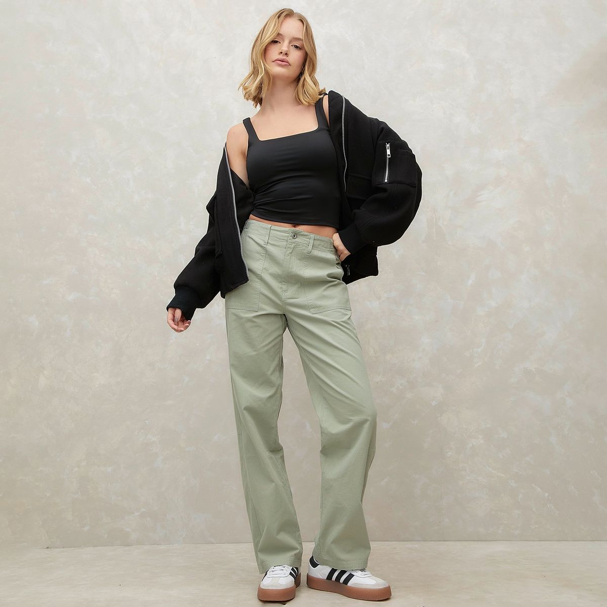 SYBILLA - Pantalón Cargo Tiro Medio Mujer Sybilla Algodón