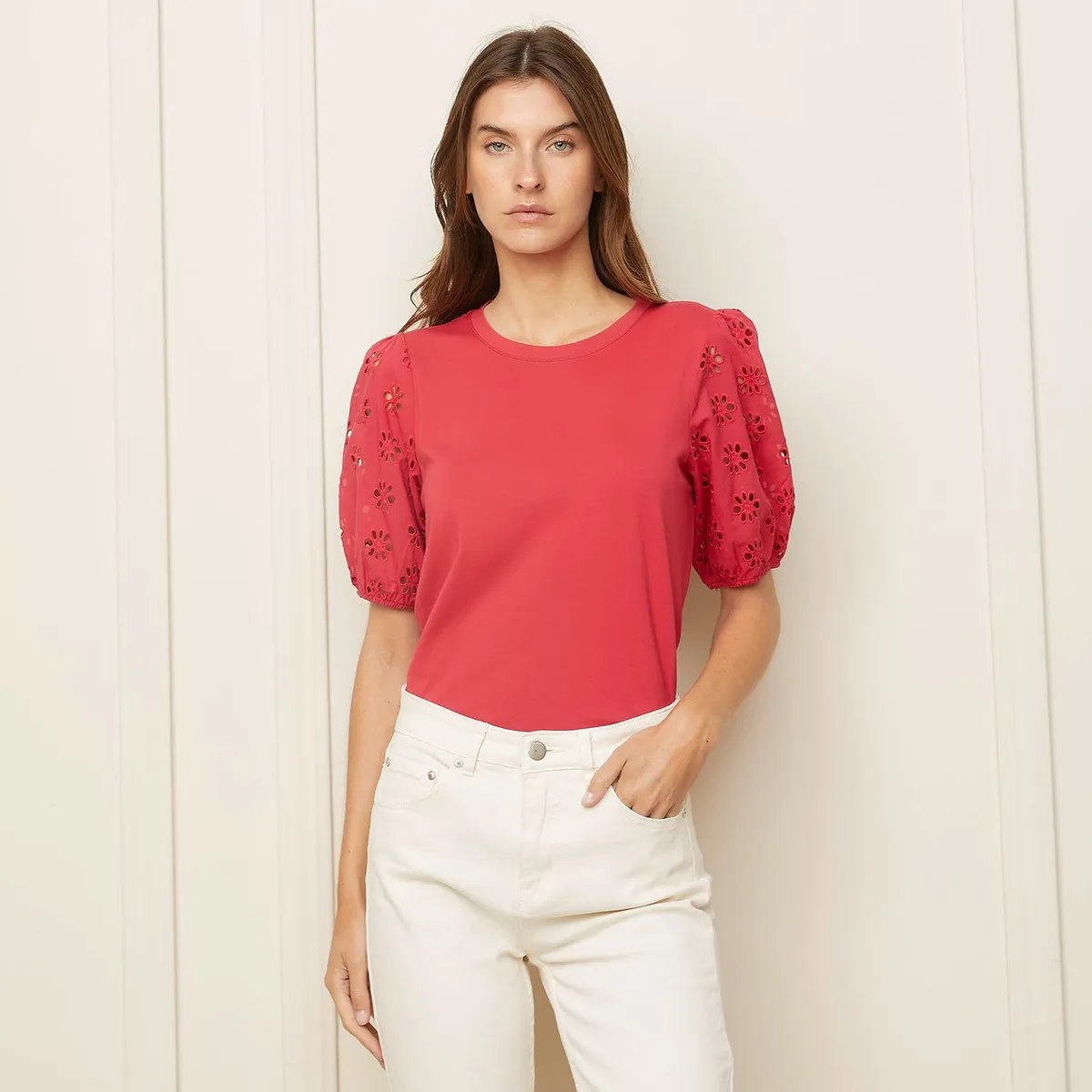 BASEMENT - Polo Basement Manga Globo Manga Corta Mujer Algodón