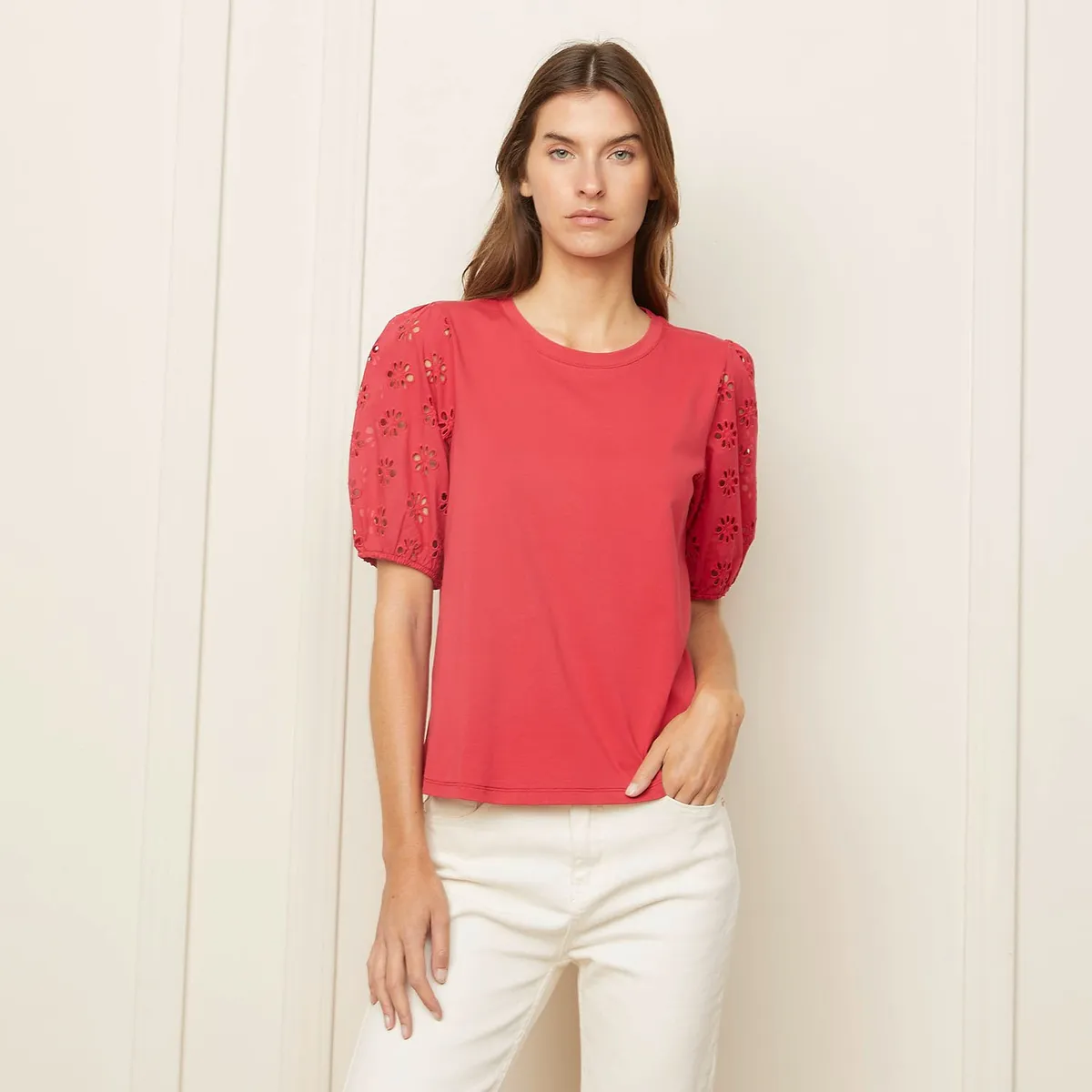 BASEMENT - Polo Basement Manga Globo Manga Corta Mujer Algodón