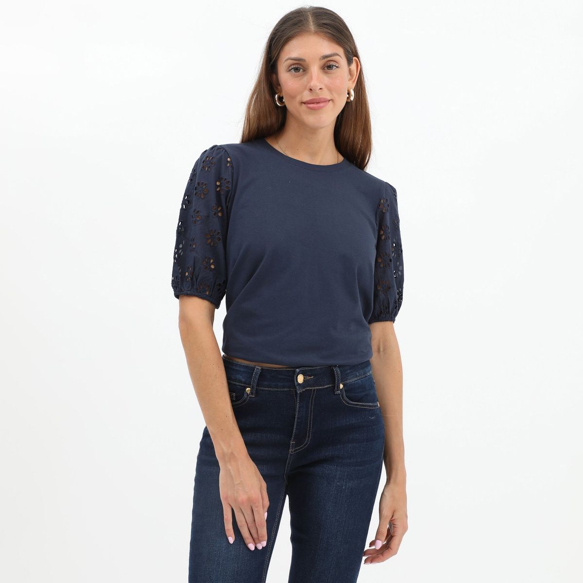 BASEMENT - Polo Basement Manga Globo Manga Corta Mujer Algodón