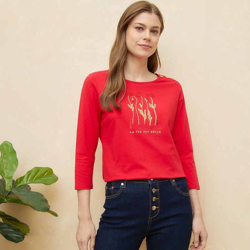 ELLE - Polo Manga Larga Algodón Mujer Elle