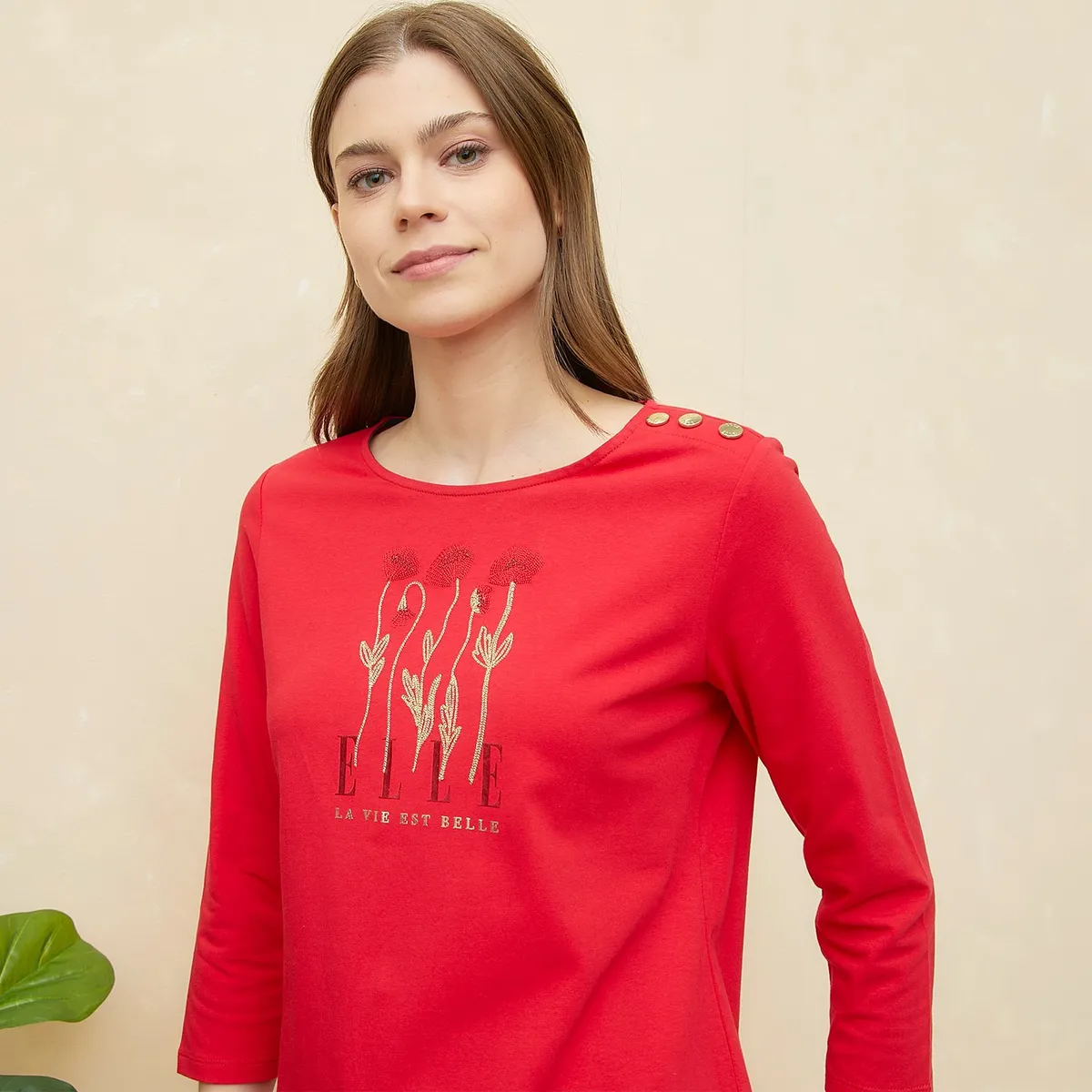 ELLE - Polo Manga Larga Algodón Mujer Elle