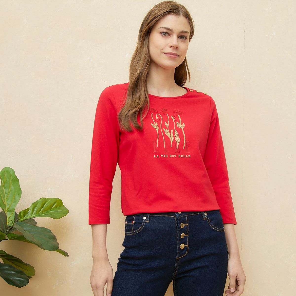 ELLE - Polo Manga Larga Algodón Mujer Elle