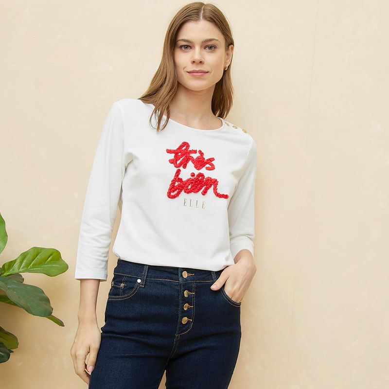 ELLE - Polo Manga Larga Algodón Mujer Elle