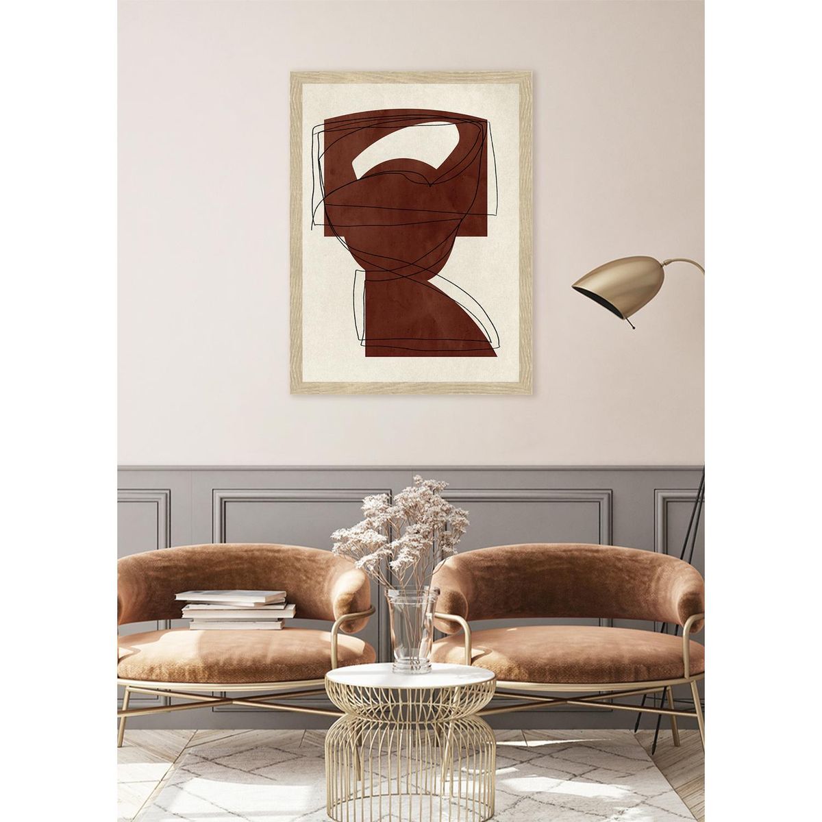 MICA - Cuadro Abstracto Formas Marrón 15x20cm