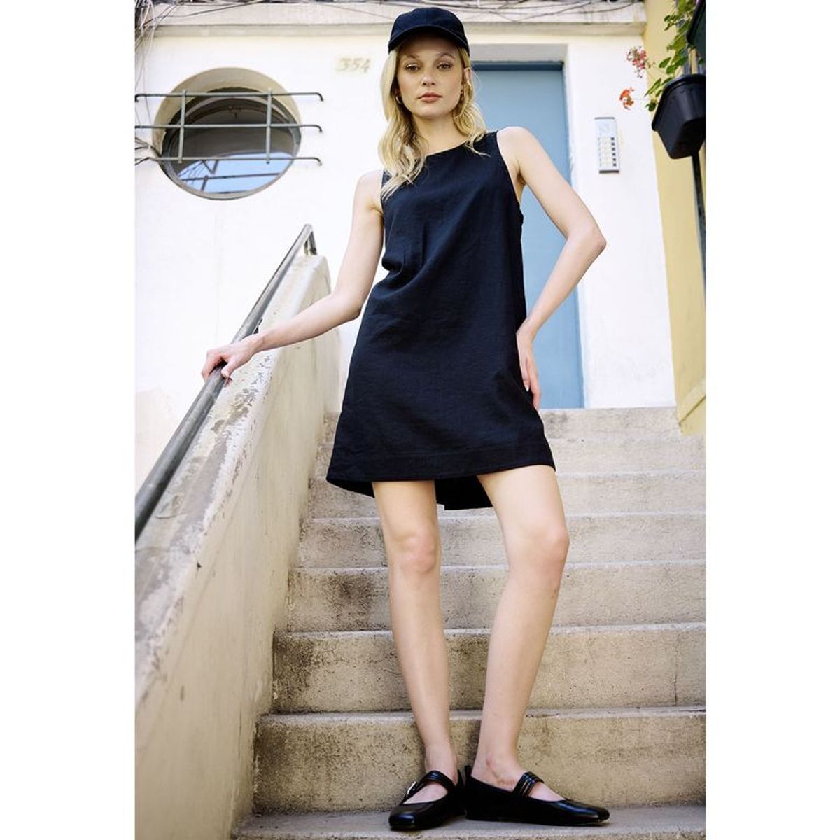 BASEMENT - Vestido Corto Lino Basement Mujer Casual Sin Mangas