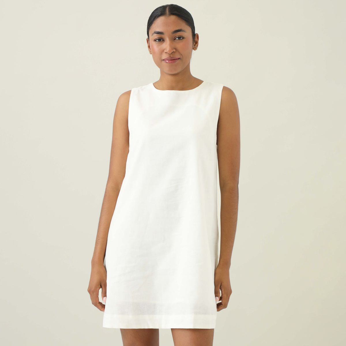 BASEMENT - Vestido Corto Lino Basement Mujer Casual Sin Mangas