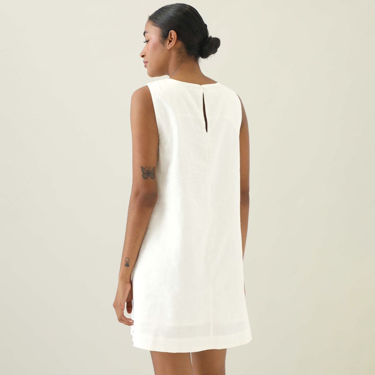 BASEMENT - Vestido Corto Lino Basement Mujer Casual Sin Mangas