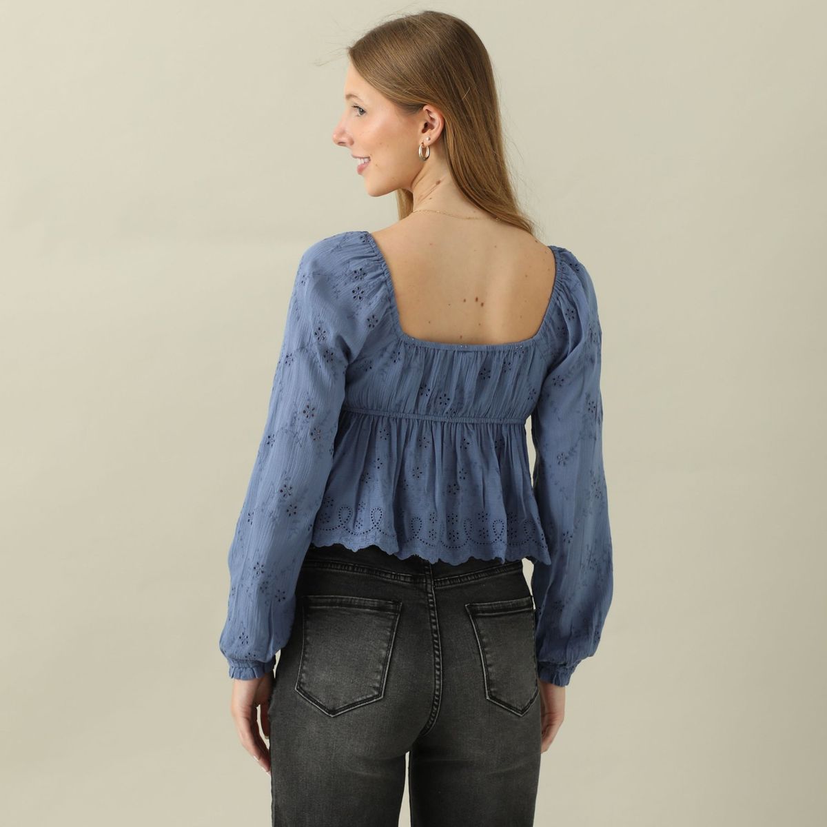 AMERICAN ABBEY - Blusa Manga Larga Casual Mujer American Abbey