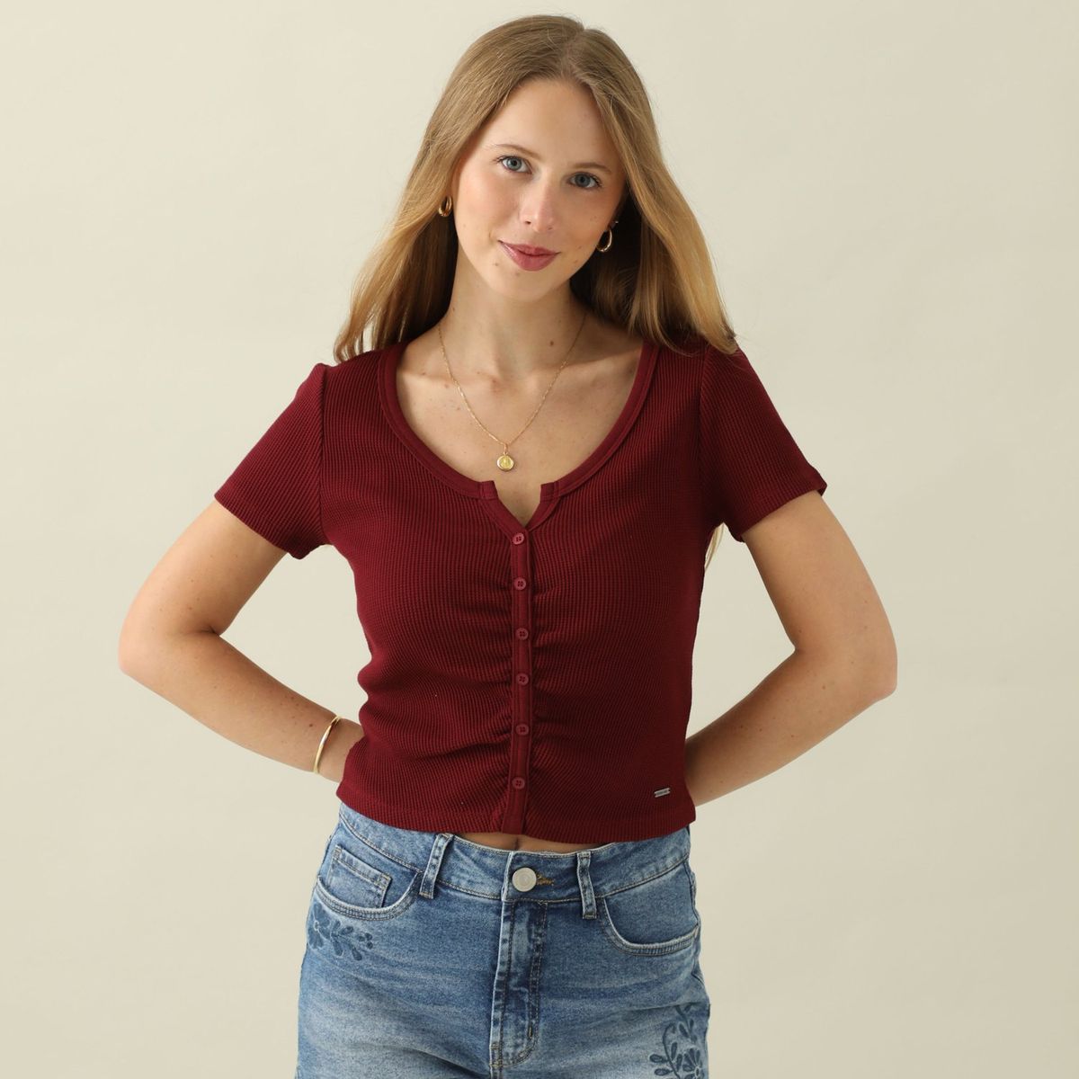 AMERICAN ABBEY - Polo Manga Corta 100% Algodón Mujer American Abbey