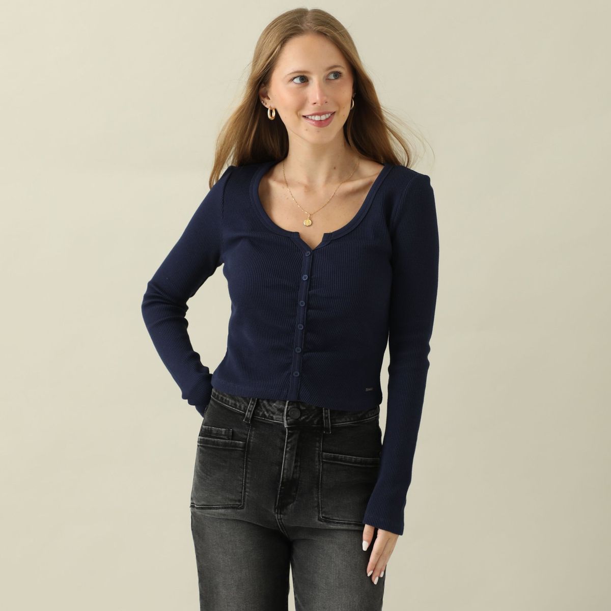 AMERICAN ABBEY - Polo Manga Larga 100% Algodón Mujer American Abbey