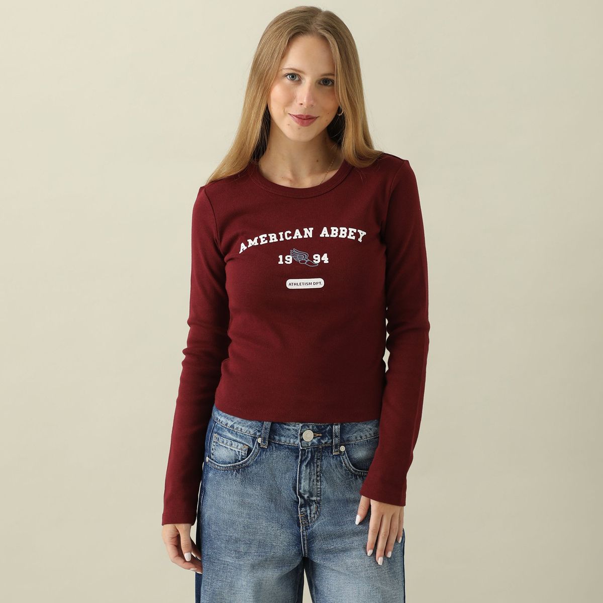 AMERICAN ABBEY - Polo Manga Larga 100% Algodón Mujer American Abbey