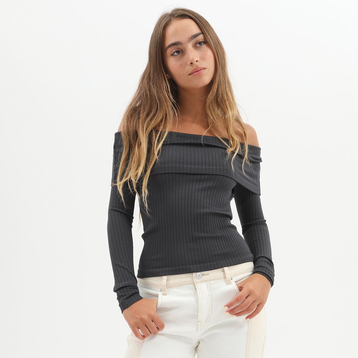 DENIMLAB - Polo Manga Larga Casual Mujer Denimlab