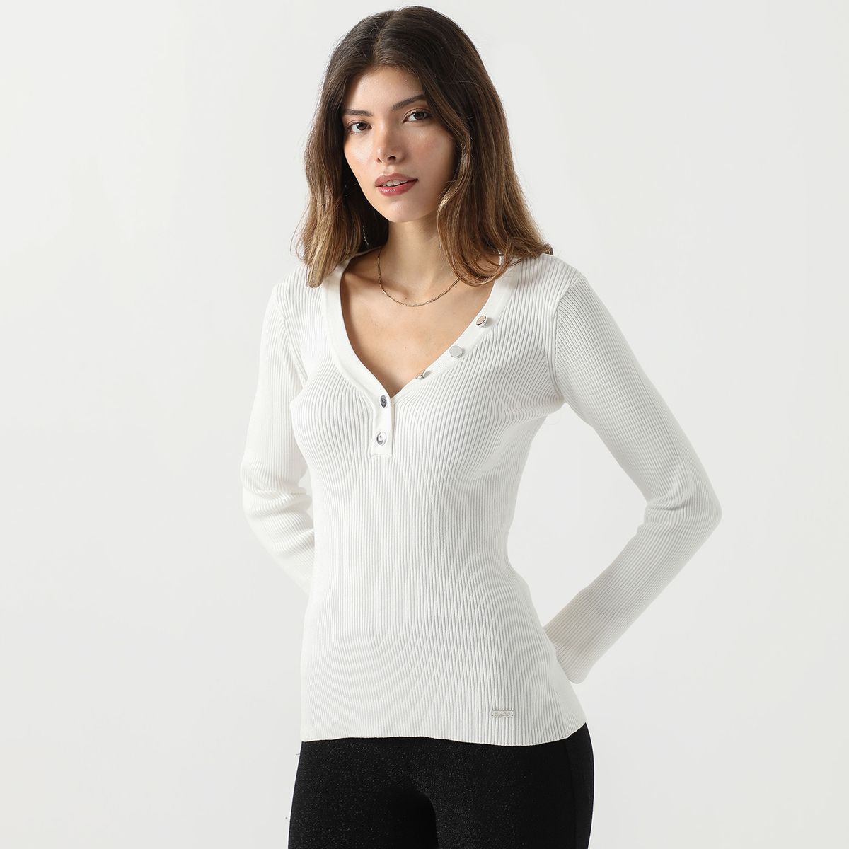 MOSSIMO - Polo Manga Larga Casual Mujer Mossimo