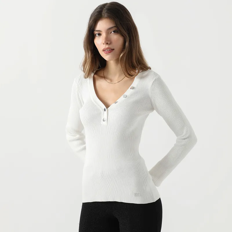 MOSSIMO - Polo Manga Larga Casual Mujer Mossimo