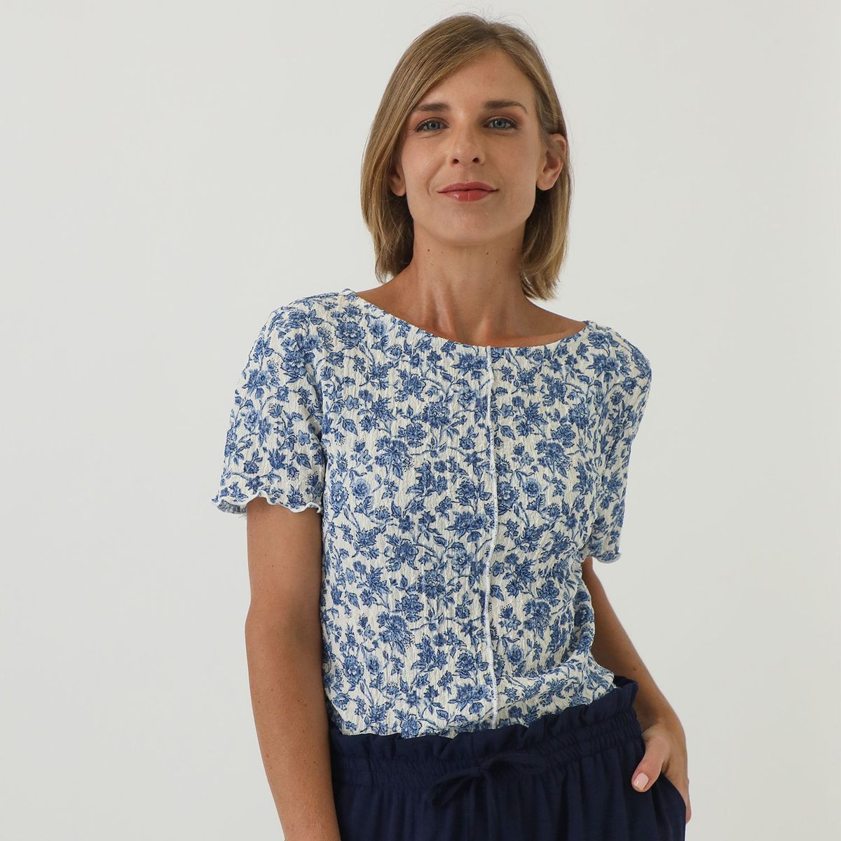 NEWPORT - Blusa Manga Corta Casual Mujer Newport