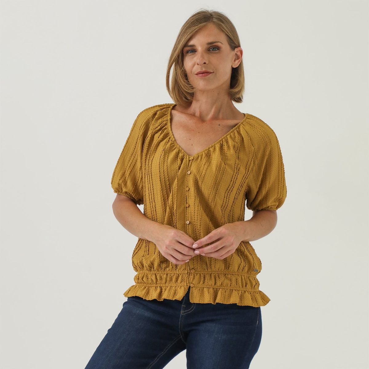 NEWPORT - Blusa Manga Corta Casual Mujer Newport