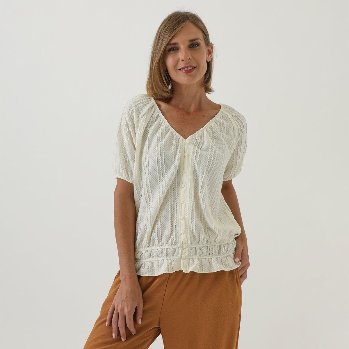 NEWPORT - Blusa Manga Corta Casual Mujer Newport