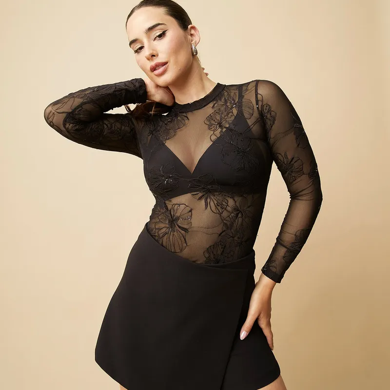 MOSSIMO - Body Manga Larga Casual Mujer Mossimo