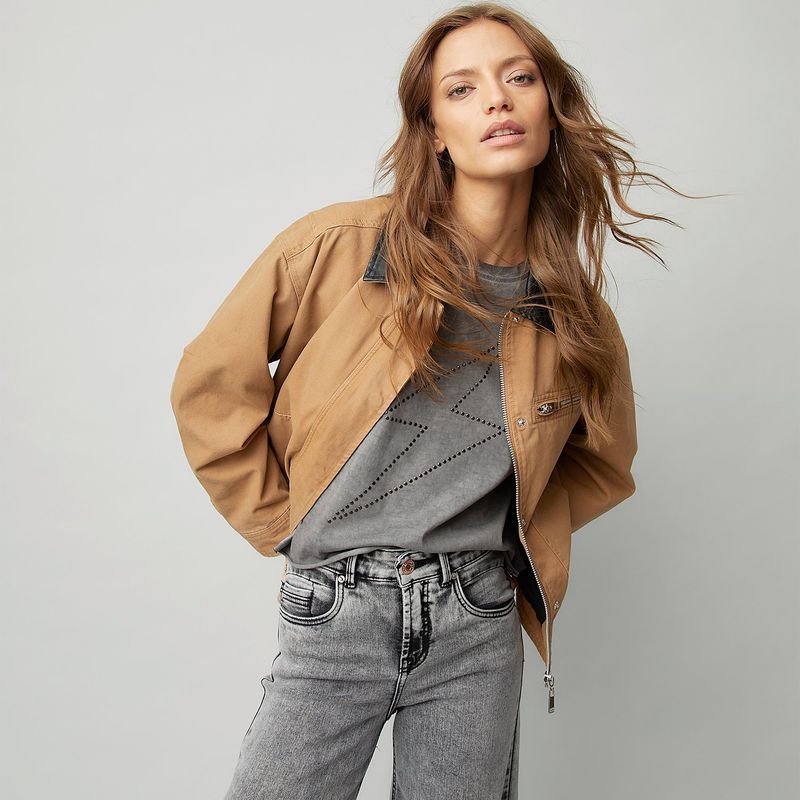 DENIMLAB - Casaca Denimlab Mujer Algodón Manga Larga Diseño Casual