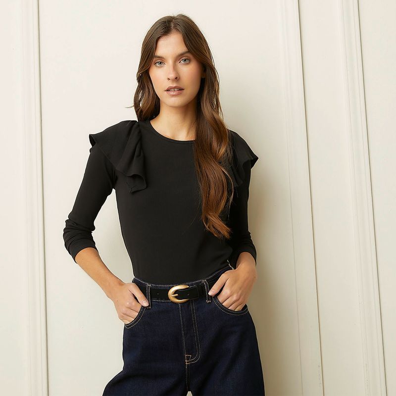 BASEMENT - Polo Manga Larga Casual Mujer Basement