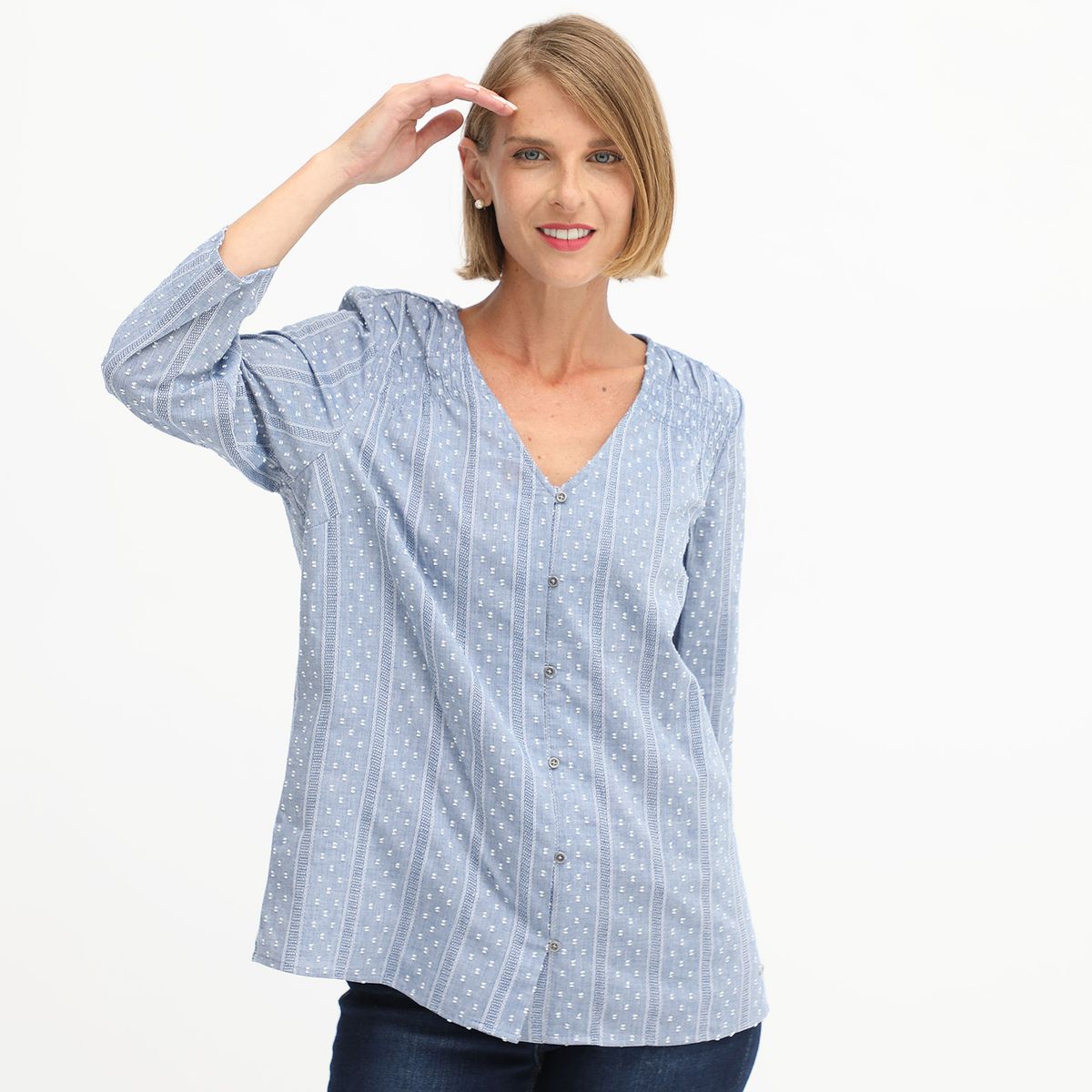 NEWPORT - Blusa Manga Larga 100% Algodón Mujer Newport