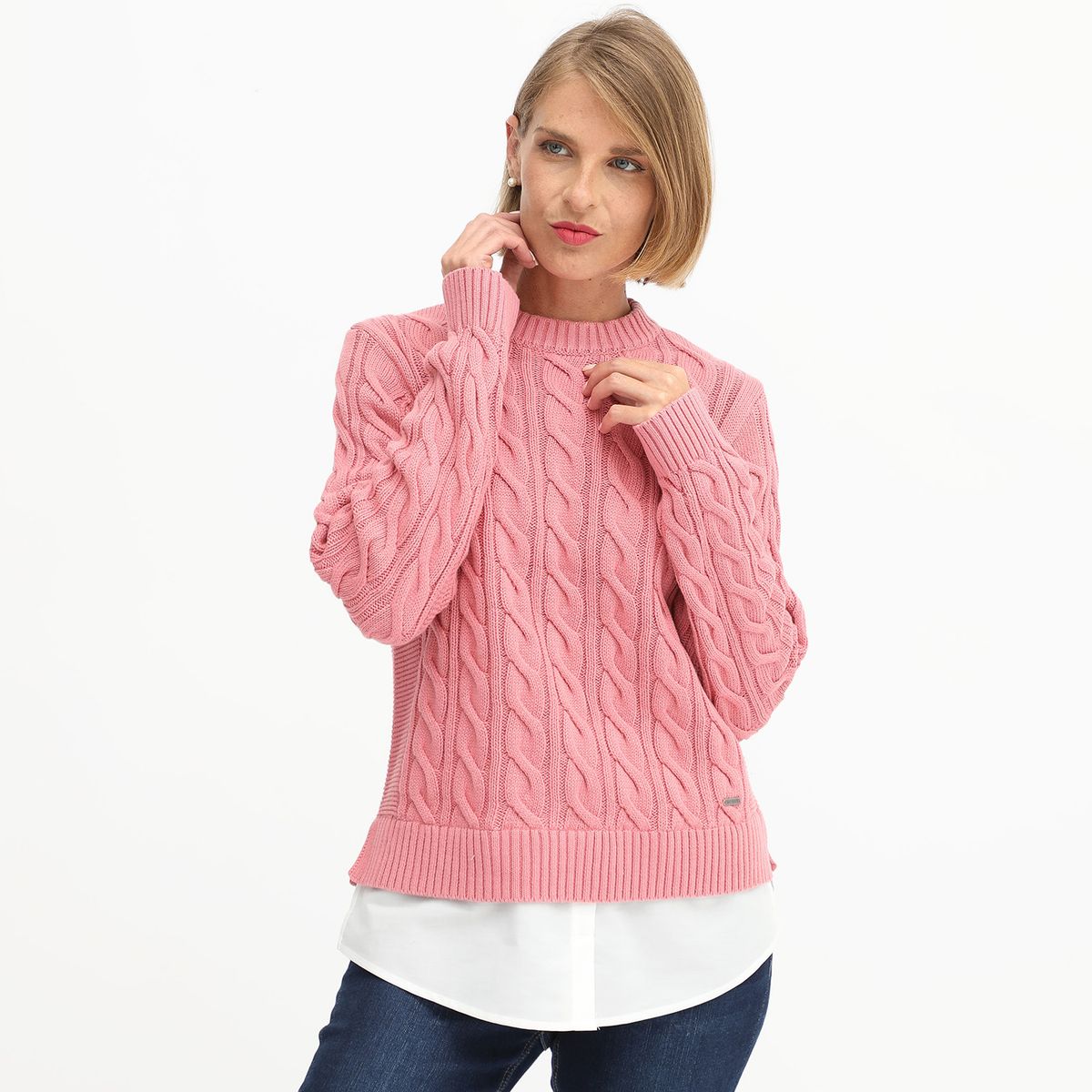 NEWPORT - Chompa Algodón Jaspeado Newport Mujer Manga Larga