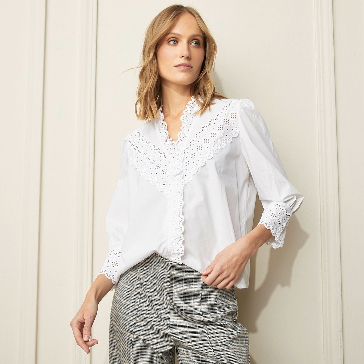 BASEMENT - Blusa Manga Larga 100% Algodón Mujer Basement