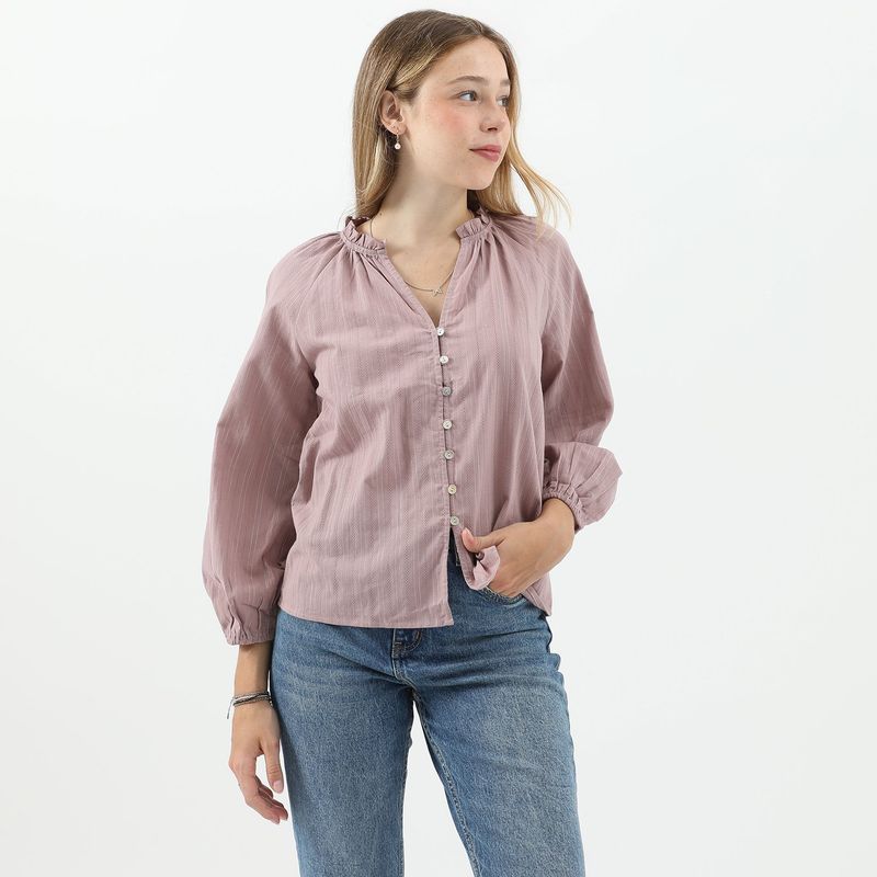 SYBILLA - Blusa Manga Larga Algodón Mujer Sybilla