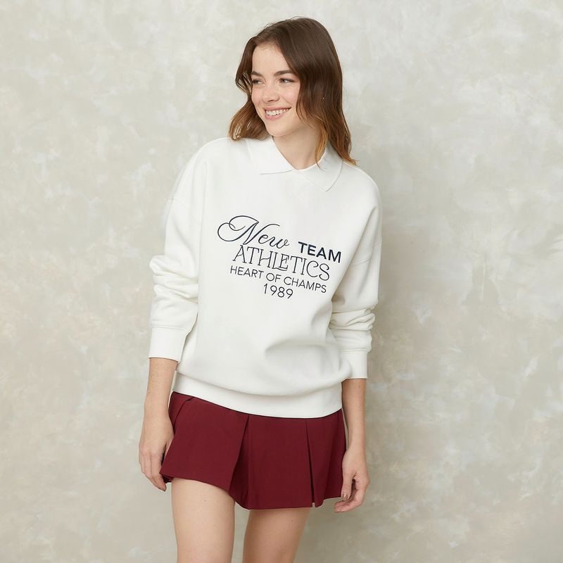 SYBILLA - Polera Sybilla Mujer Manga Larga Algodón Liso