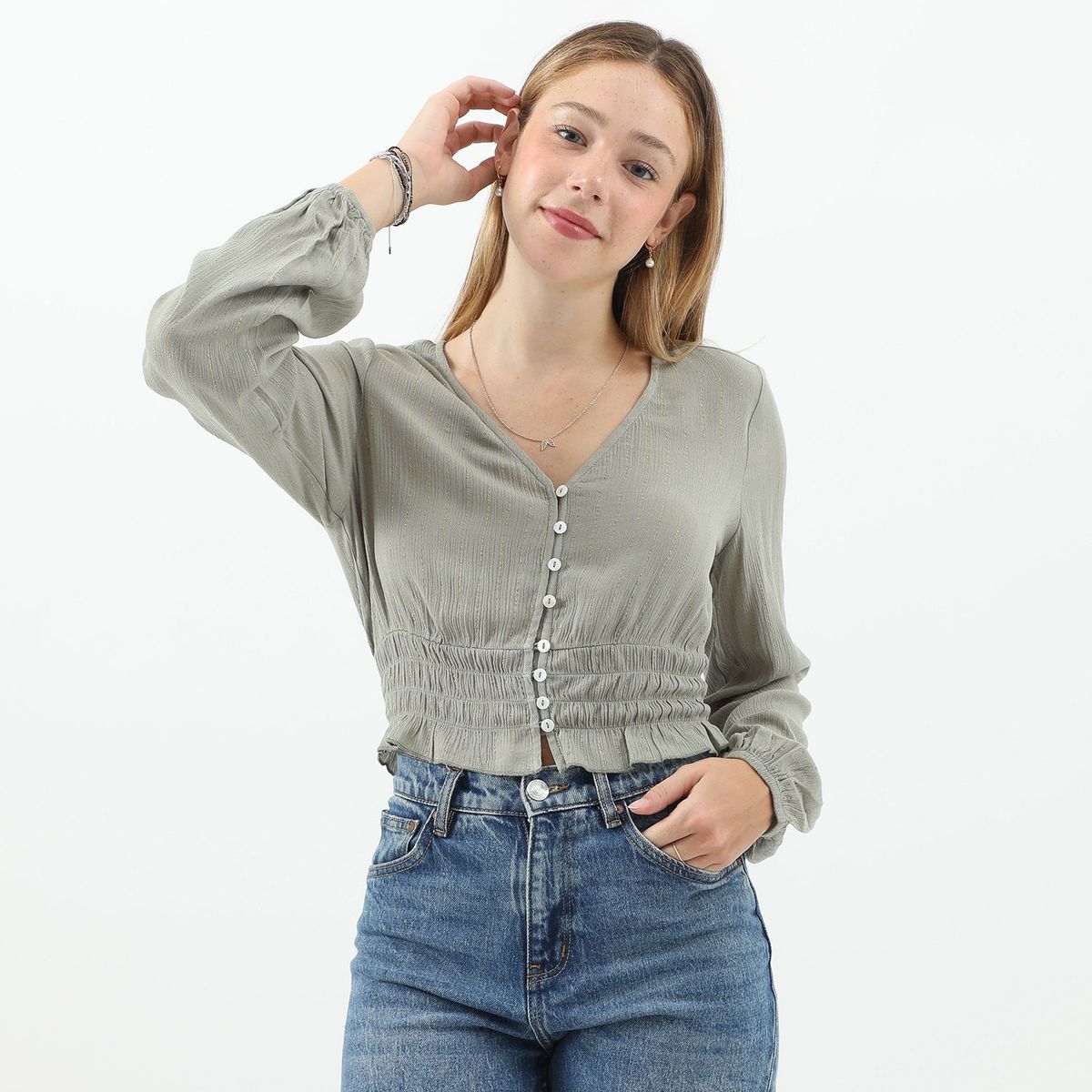 SYBILLA - Blusa Manga Larga Casual Mujer Sybilla