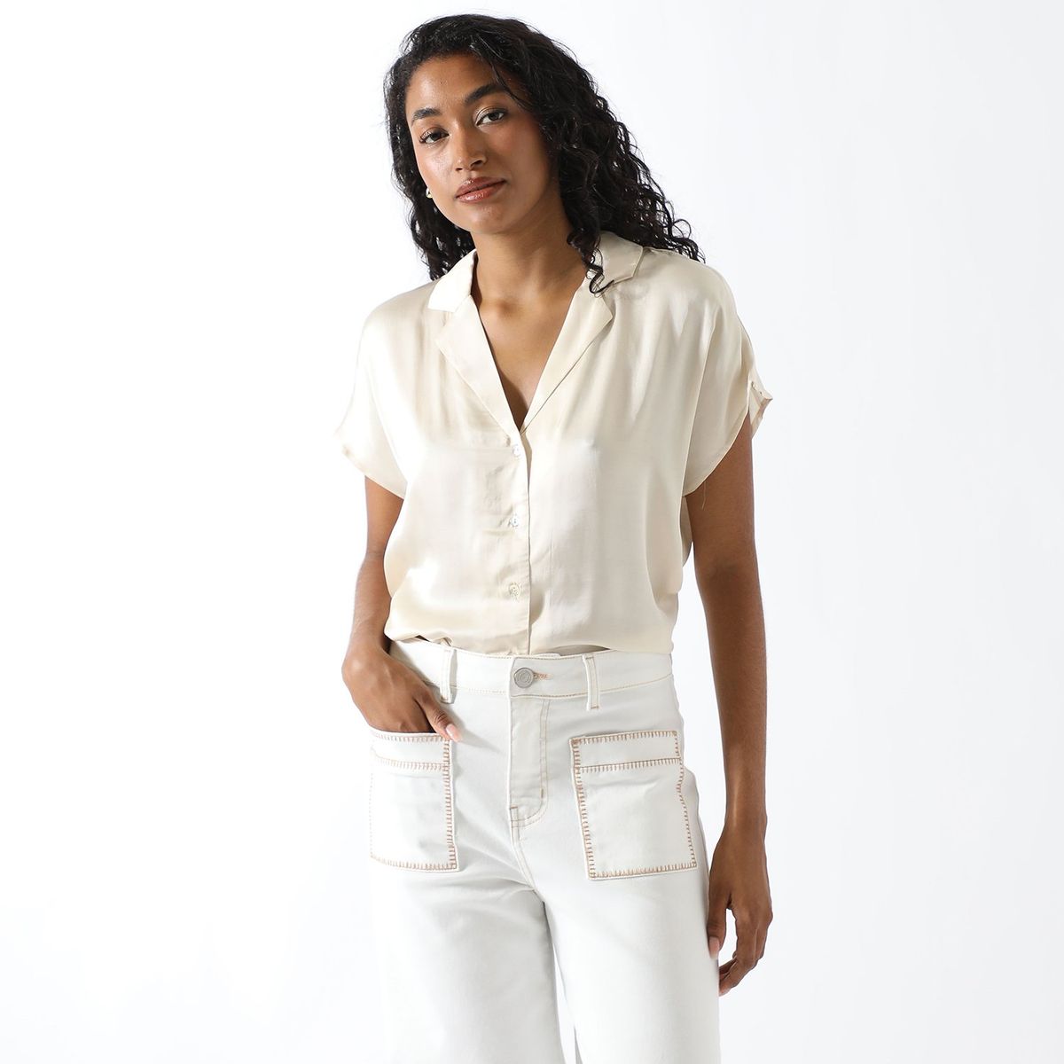 BASEMENT - Blusa Manga Corta Casual Mujer Basement