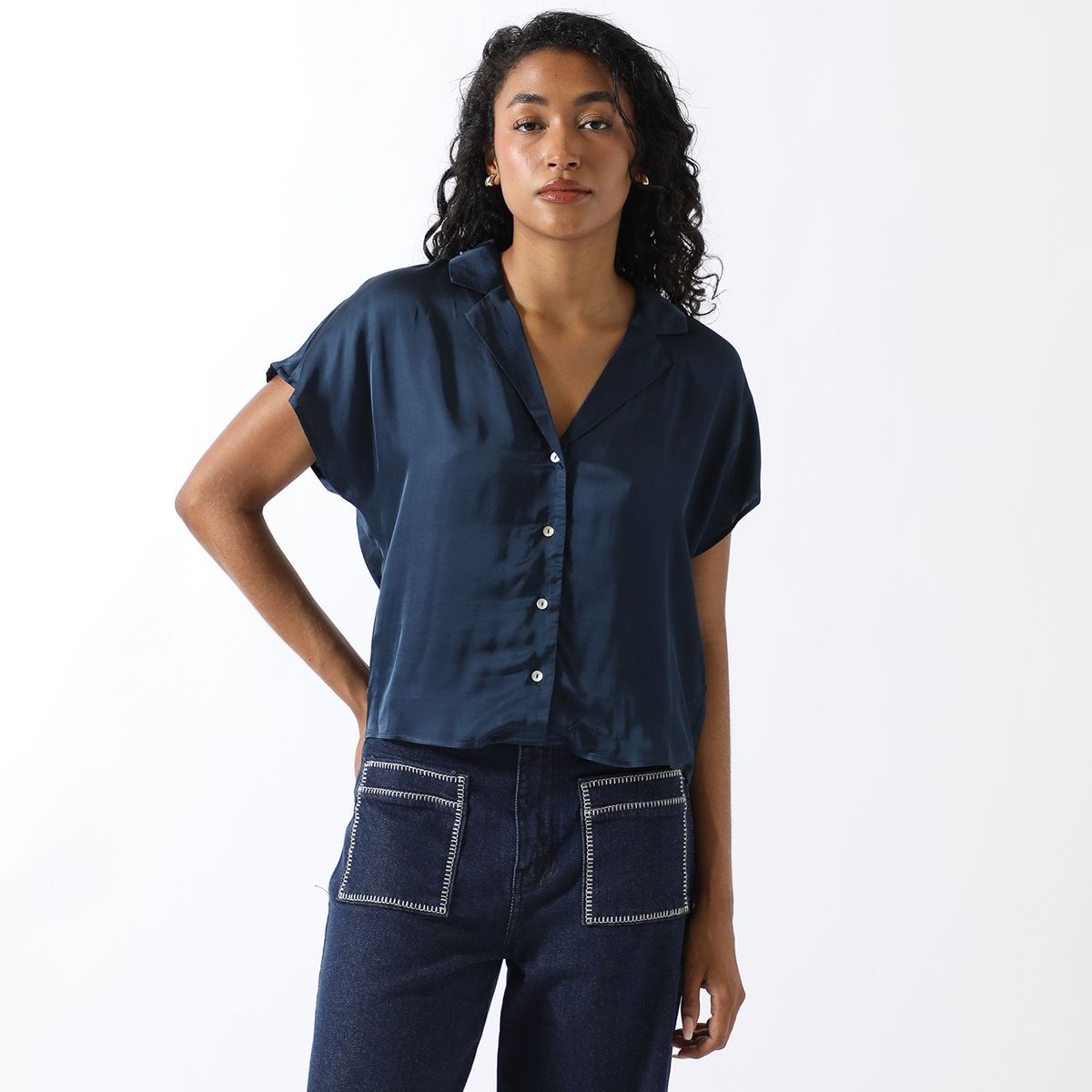 BASEMENT - Blusa Manga Corta Casual Mujer Basement