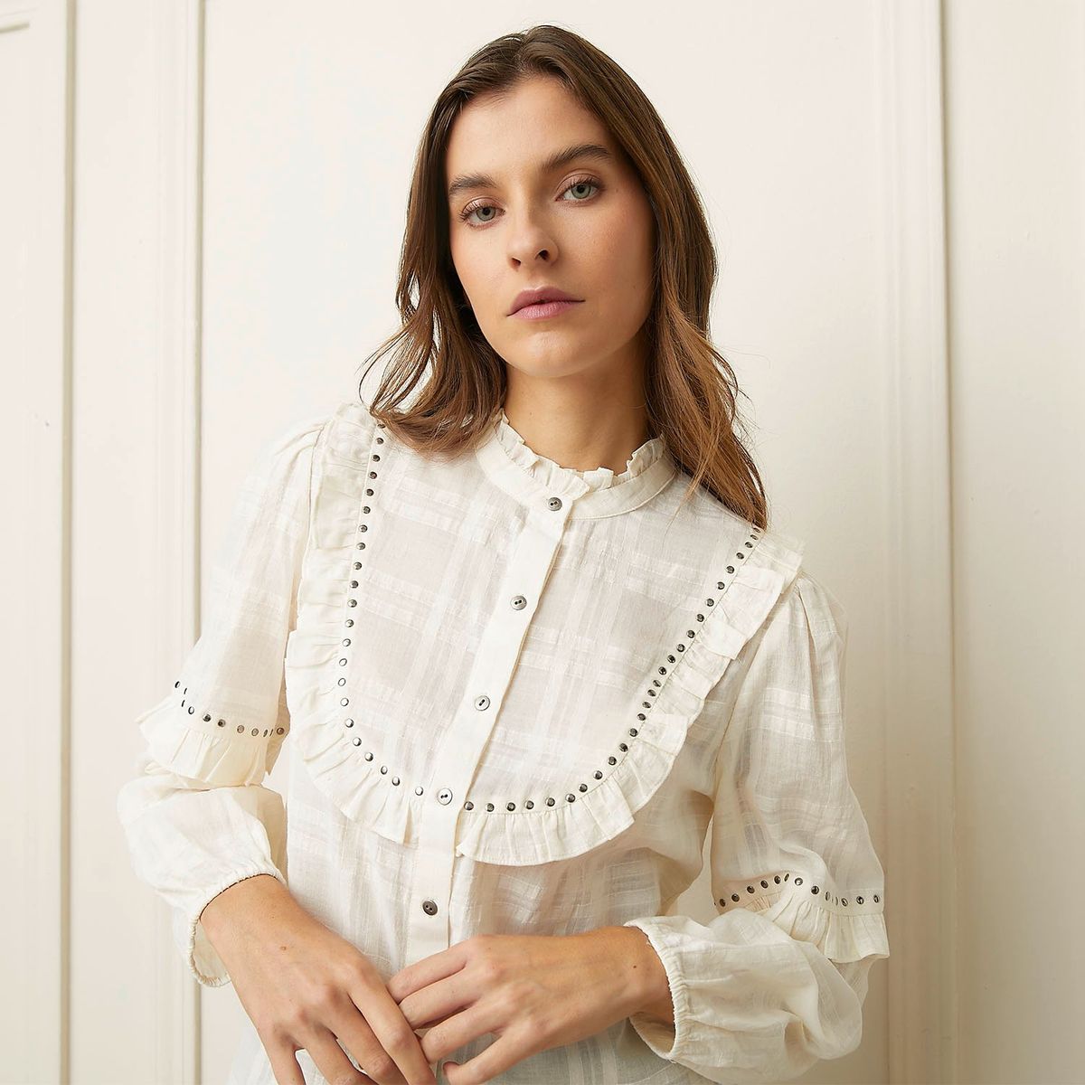 BASEMENT - Blusa Manga Corta 100% Algodón Mujer Basement