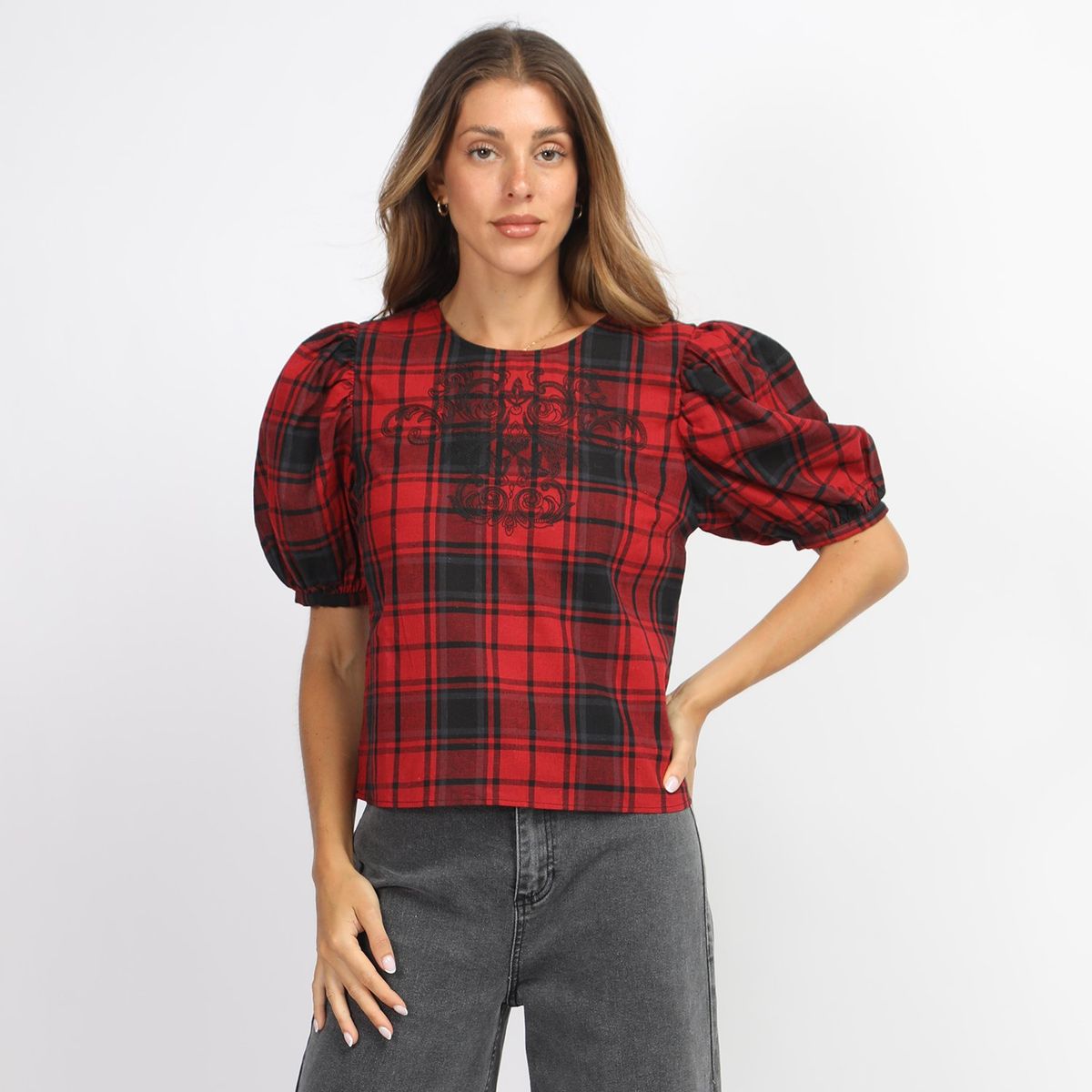 BASEMENT - Blusa Manga Corta Lino Mujer Basement