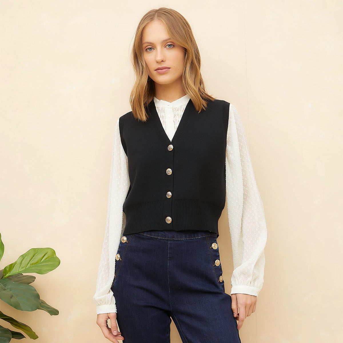 ELLE - Chaleco Casual Mujer Elle