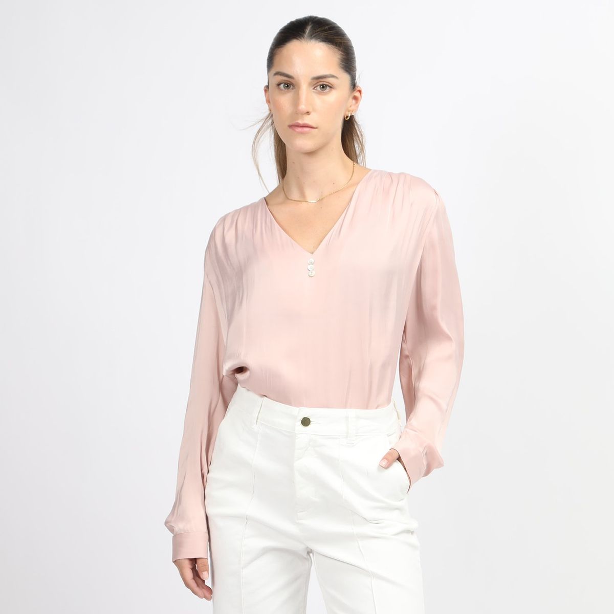 ELLE - Blusa Manga Larga Casual Mujer Elle